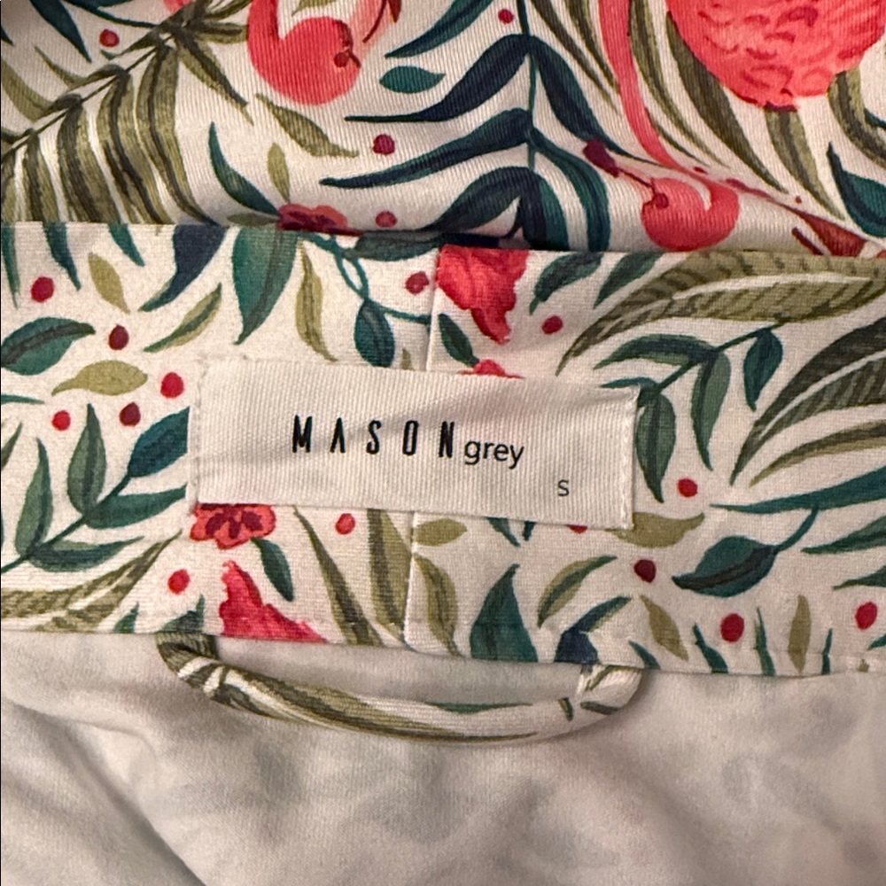 Mason Grey Floral Long banded robe small - Picture 6 of 13